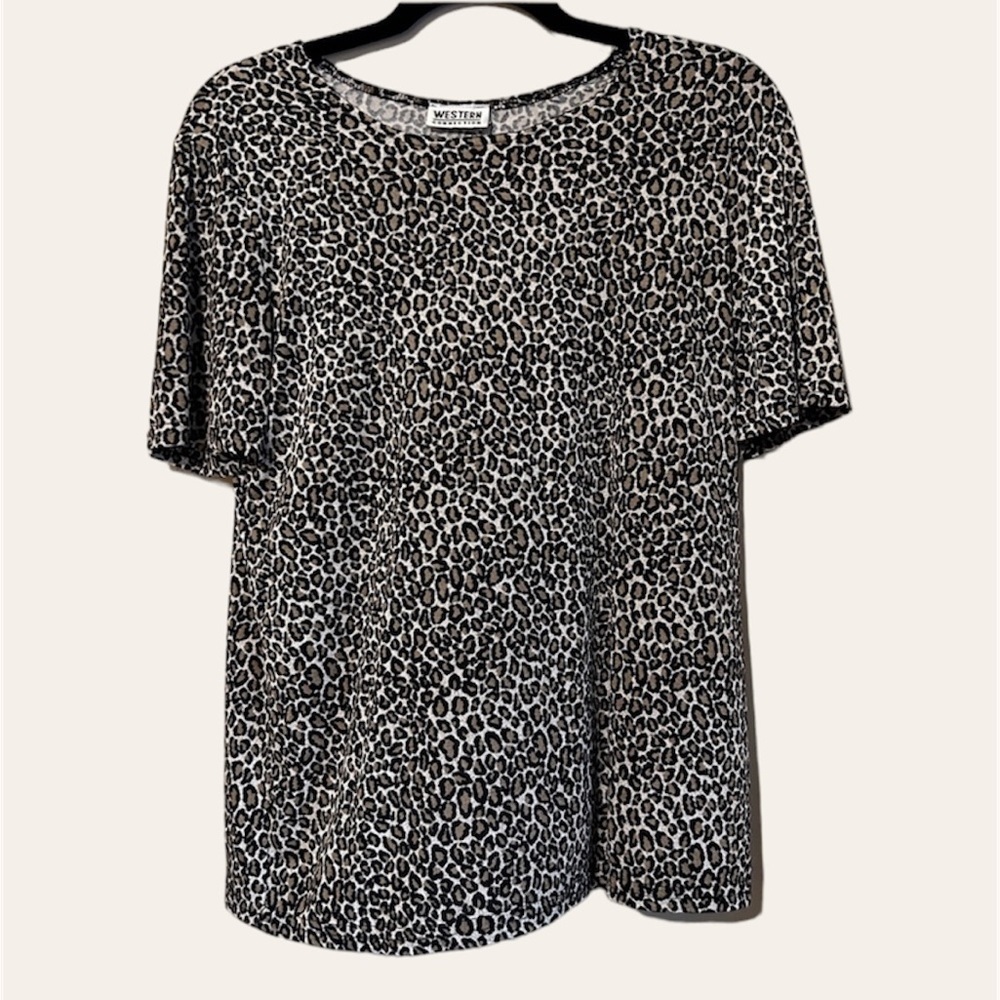 vtg [western connection] cheetah short sleeve lightweight top